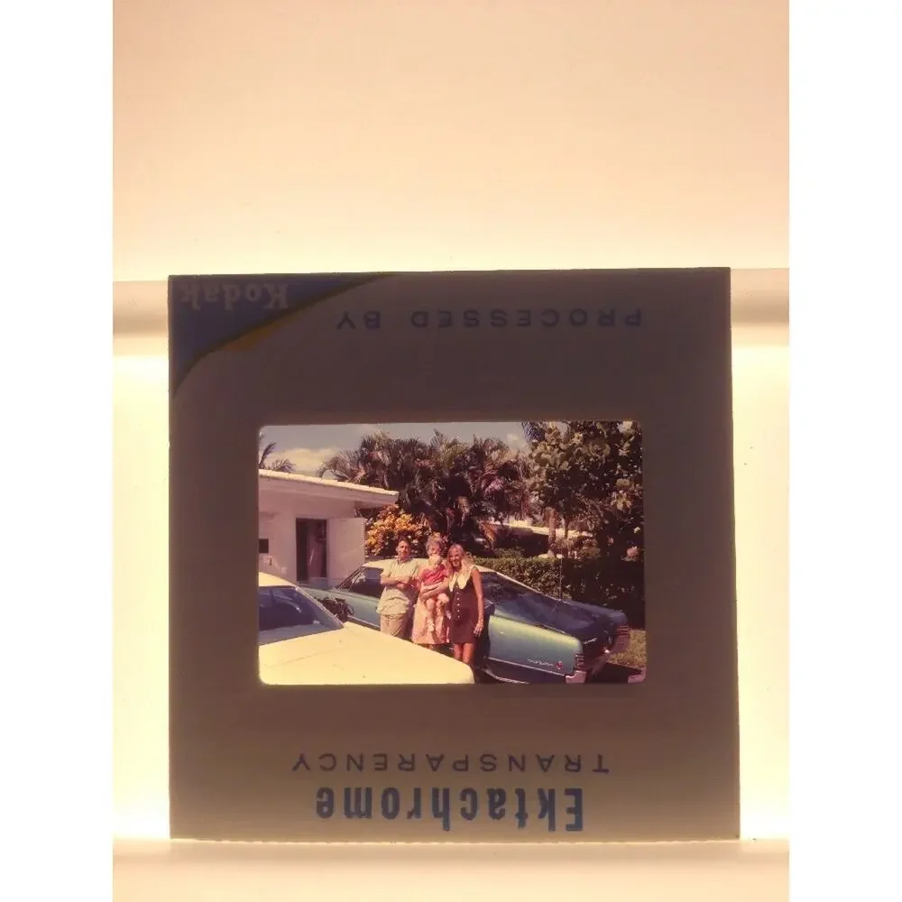 Vtg 1969 Family in Driveway Cars California Ektachrome Photograph Color Slide